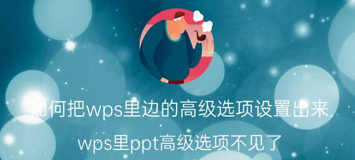 如何把wps里边的高级选项设置出来 wps里ppt高级选项不见了？